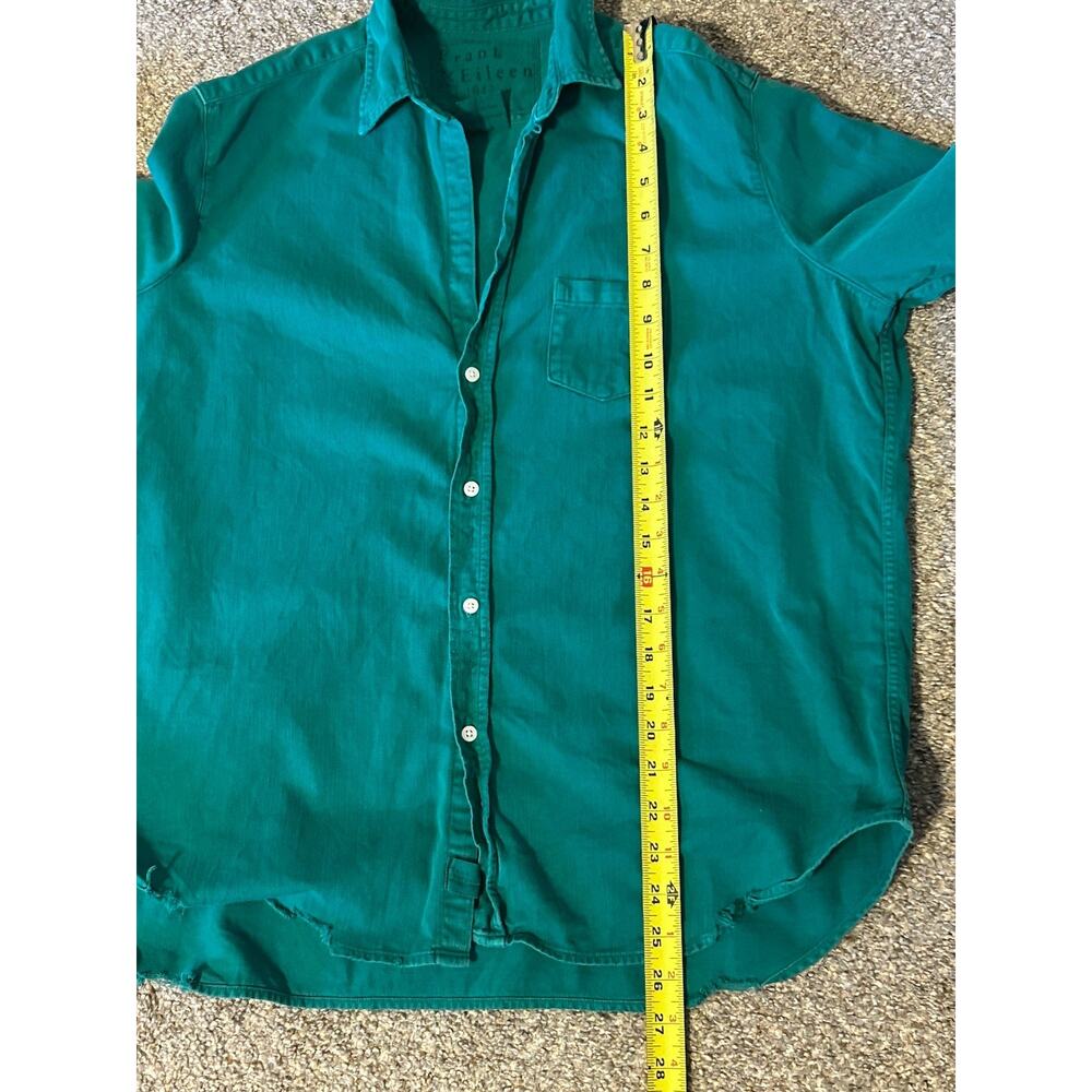 Frank & Eileen Eileen Green Solid Button-Up Shirt L Cotton Long Sleeve Pockets - Picture 12 of 12